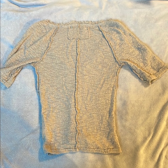 We The Free Cream Fitted Textured Deep V 3/4 Sleeve Knit Top - Picture 7 of 8